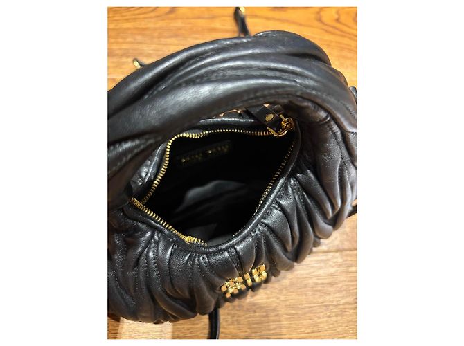 Borsa hobo Miu Miu Wander in pelle Matelassé Nero - vista 6