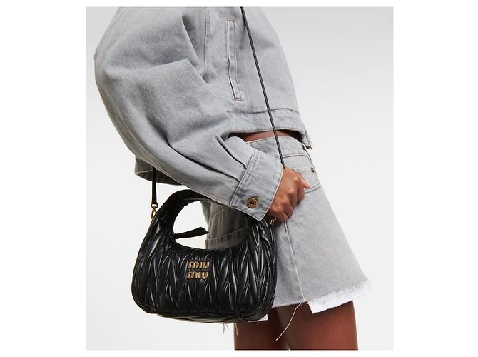 Borsa hobo Miu Miu Wander in pelle Matelassé Nero - vista 7