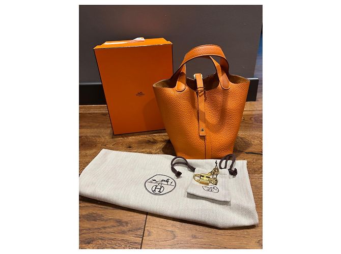 Hermès Picotin Lock 18 Taurillon Clemence Orange Arancione - vista 13