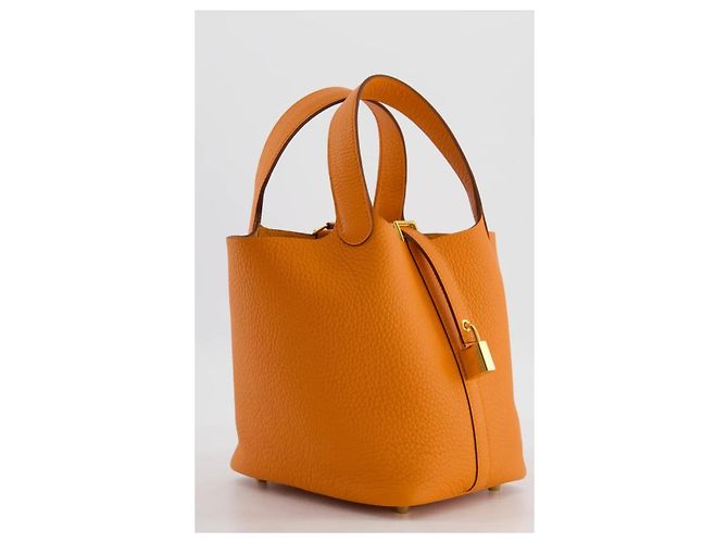 Hermès Picotin Lock 18 Taurillon Clemence Orange Arancione - vista 6
