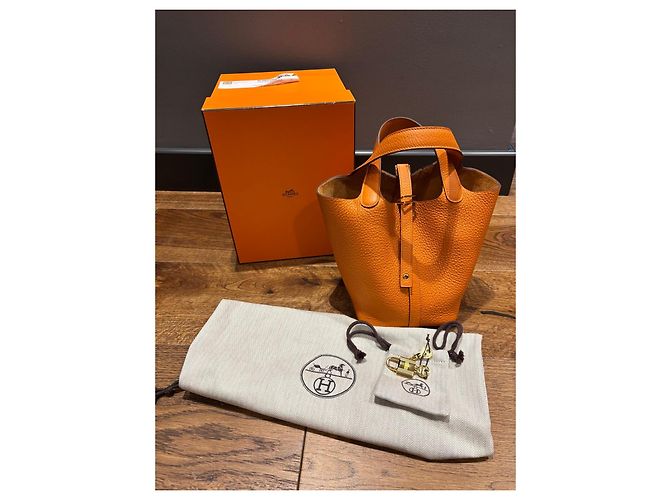 Hermès Picotin Lock 18 Taurillon Clemence Orange Arancione - vista 8