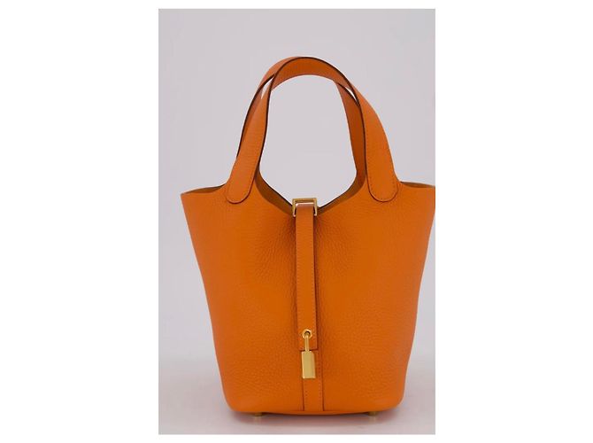 Hermès Picotin Lock 18 Taurillon Clemence Orange Arancione - vista 9
