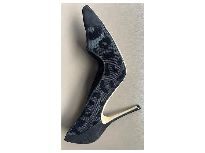 Décolleté Manolo Blahnik stampa leopardata camoscio e mesh Nero - vista 2