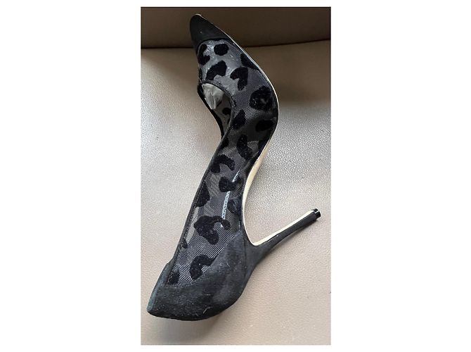 Décolleté Manolo Blahnik stampa leopardata camoscio e mesh Nero - vista 3