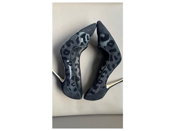 Décolleté Manolo Blahnik stampa leopardata camoscio e mesh Nero - vista 4