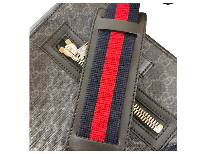 Gucci Web Strap Front Zip Messenger Printed GG Coated Canvas Medium Brown - view 4