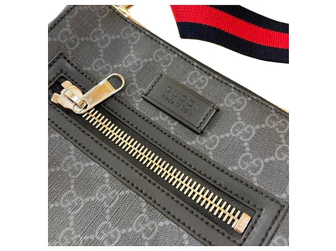 Gucci Web Strap Front Zip Messenger Printed GG Coated Canvas Medium Brown - view 6