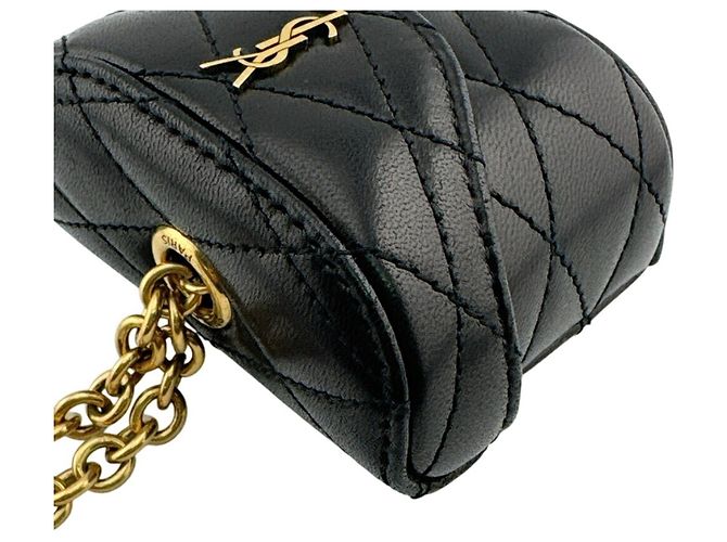 Pouch in pelle nera Yves Saint Laurent Nero - vista 6