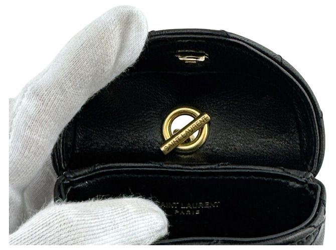 Pouch in pelle nera Yves Saint Laurent Nero - vista 9