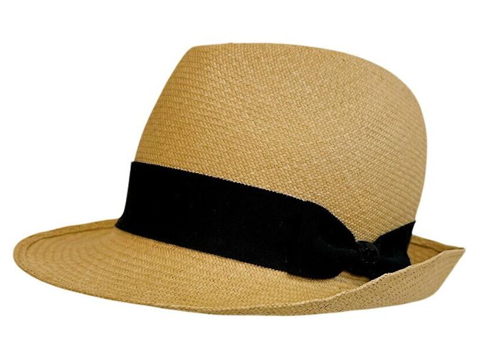 Cappello di paglia Chanel con nastro Coco Mark Nero Beige - vista 10