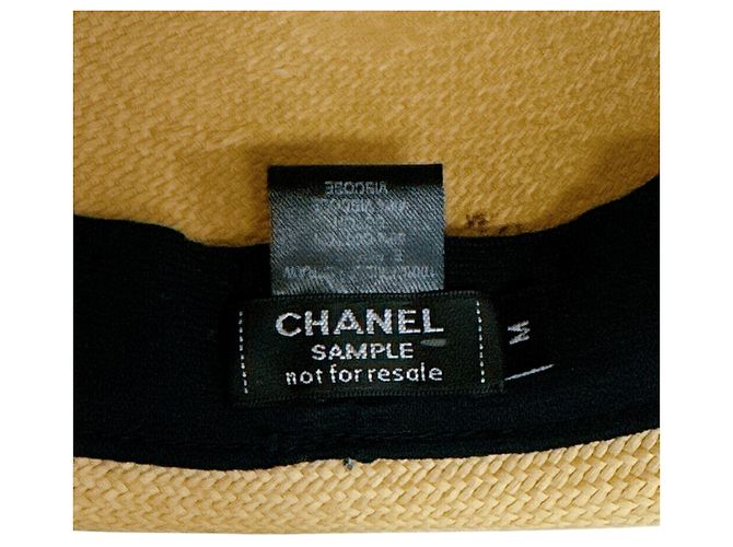 Cappello di paglia Chanel con nastro Coco Mark Nero Beige - vista 11
