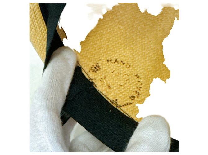 Cappello di paglia Chanel con nastro Coco Mark Nero Beige - vista 13