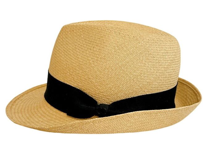 Cappello di paglia Chanel con nastro Coco Mark Nero Beige - vista 3