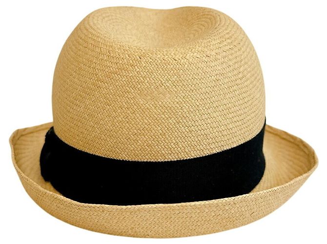 Cappello di paglia Chanel con nastro Coco Mark Nero Beige - vista 4