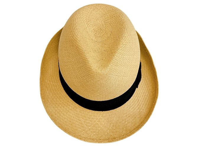 Cappello di paglia Chanel con nastro Coco Mark Nero Beige - vista 6