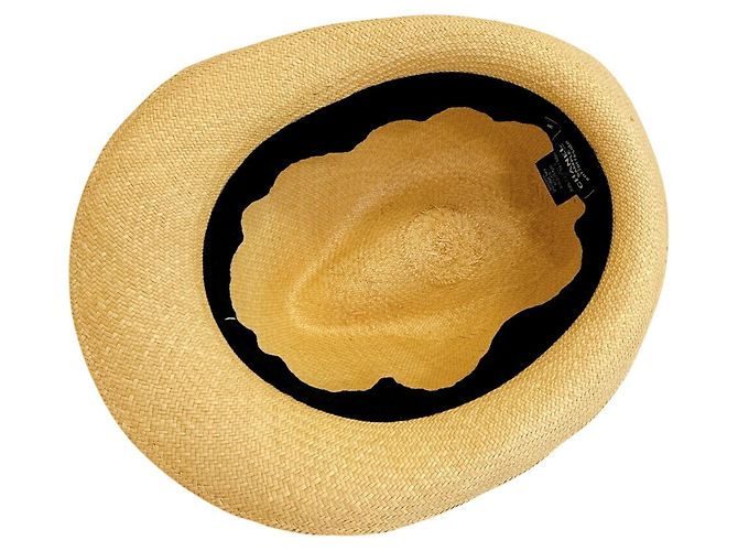 Cappello di paglia Chanel con nastro Coco Mark Nero Beige - vista 7