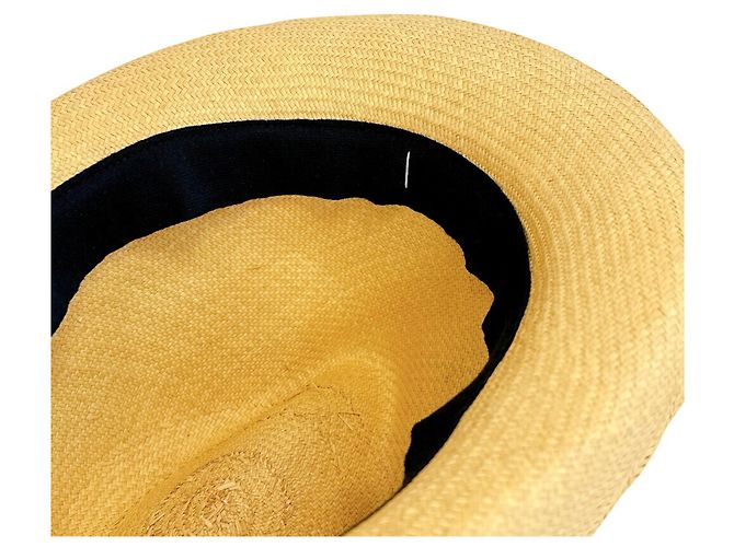 Cappello di paglia Chanel con nastro Coco Mark Nero Beige - vista 8