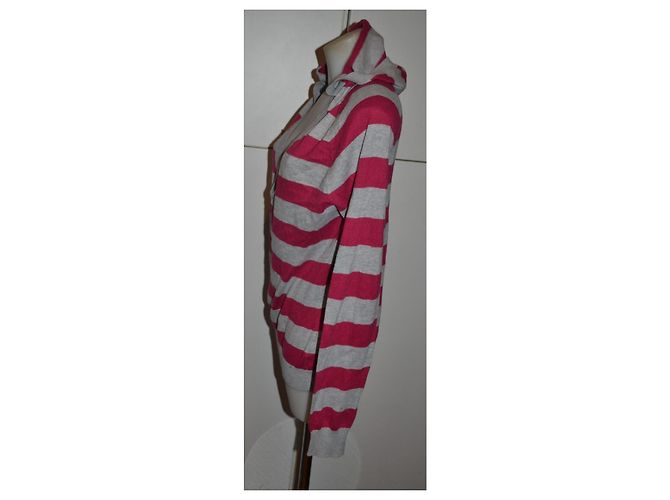 Tommy Hilfiger gestreifter Kapuzenpullover Pink Grau - Ansicht 3