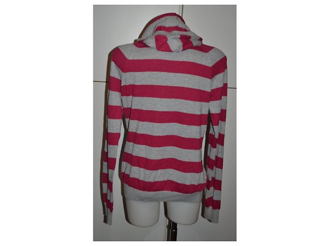 Tommy Hilfiger gestreifter Kapuzenpullover Pink Grau - Ansicht 4