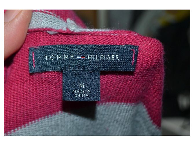 Tommy Hilfiger gestreifter Kapuzenpullover Pink Grau - Ansicht 5