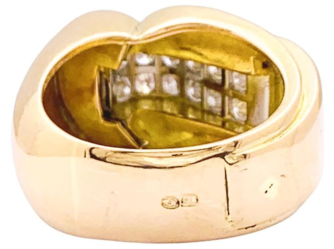 Autre Marque Anello Tank asimmetrico in oro rosa, platino e diamanti. - vista 4