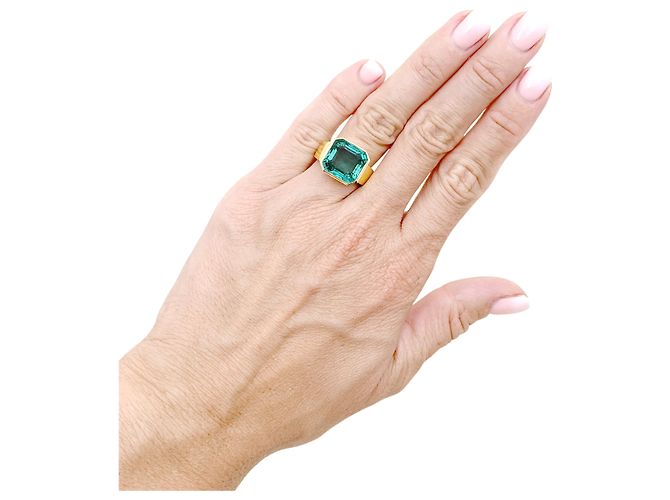 Autre Marque Anello a sigillo in oro giallo e smeraldo. - vista 5