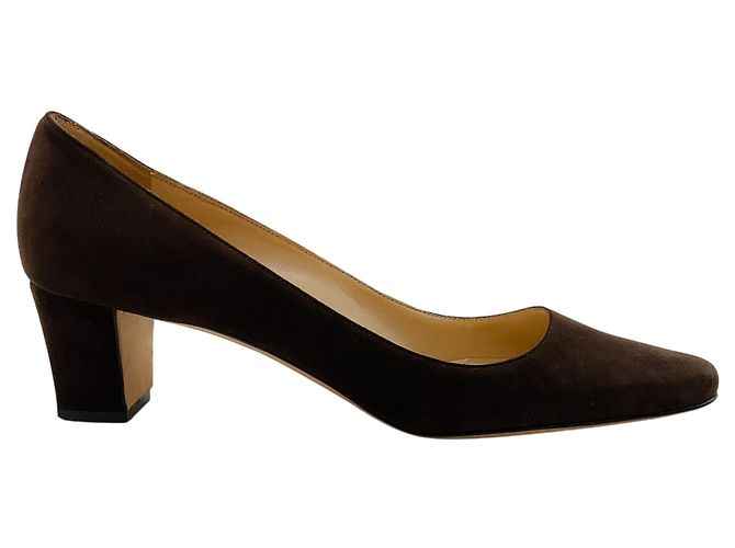 Décolleté Manolo Blahnik Okkatopla in camoscio marrone scuro - vista 2