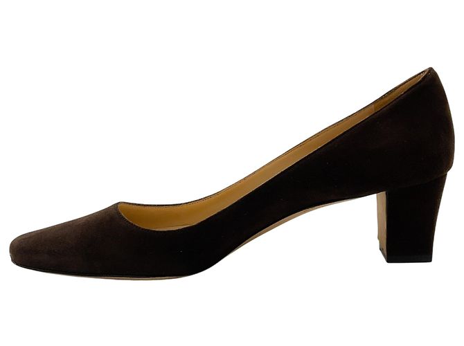 Décolleté Manolo Blahnik Okkatopla in camoscio marrone scuro - vista 3