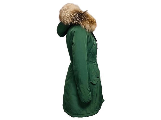 Moncler Aredhel Daunen-Parka in Olivengrün mit Fuchsfellbesatz - Ansicht 2