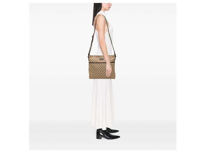 Borsa a tracolla Gucci GG Canvas Web beige - vista 6
