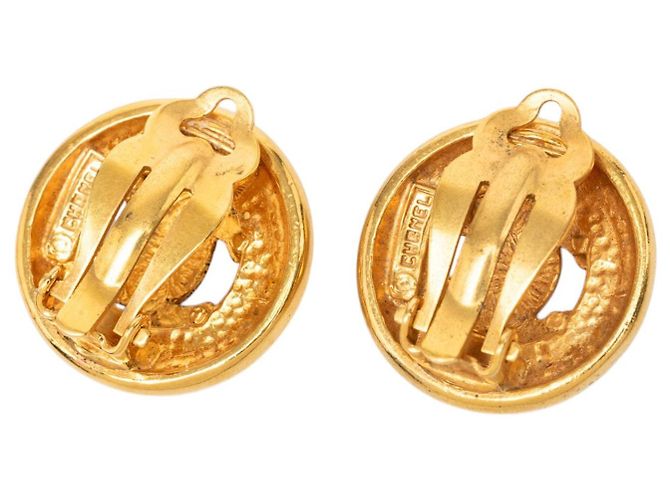 Orecchini a clip rotondi Chanel CC placcati oro D'oro - vista 2