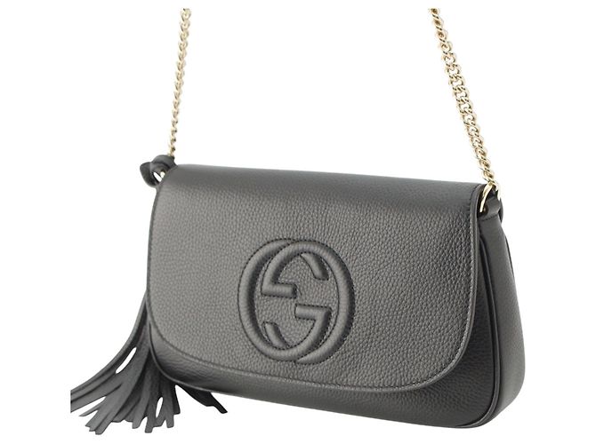 Borsa a tracolla Soho Chain Gucci Medium in pelle di vitello nera Nero - vista 9
