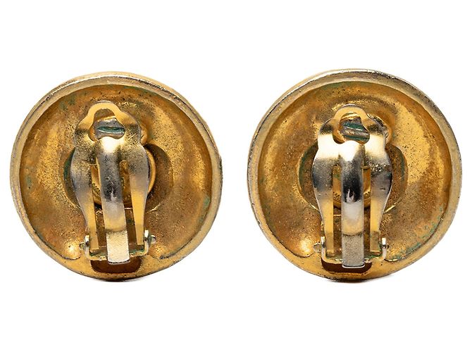 Orecchini a clip rotondi Chanel CC logo placcato oro D'oro - vista 2