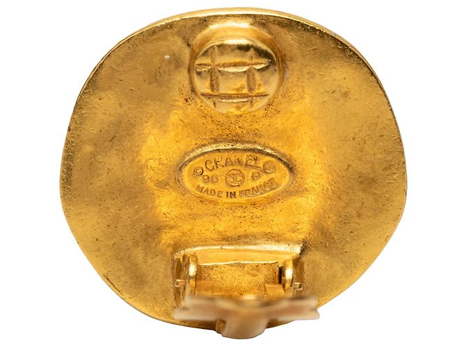 Orecchini a clip rotondi Chanel CC placcati oro D'oro - vista 3
