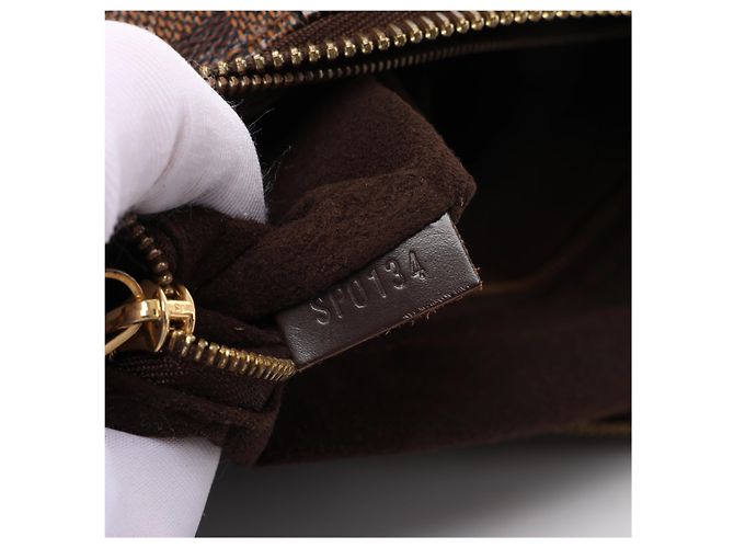 Borsa a tracolla Louis Vuitton Portobello PM Damier Ebene in marrone N41184 - vista 11