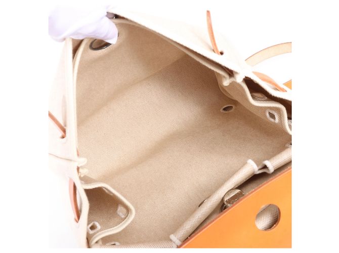 Zaino Hermès Herbag Ado PM Twirl Ash x Vash Hunter in Beige×Brown B: 1998 - vista 13