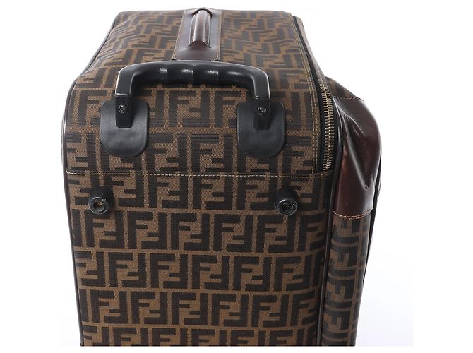 Borsa da viaggio Fendi Zucca Canvas & Leather in marrone - vista 10