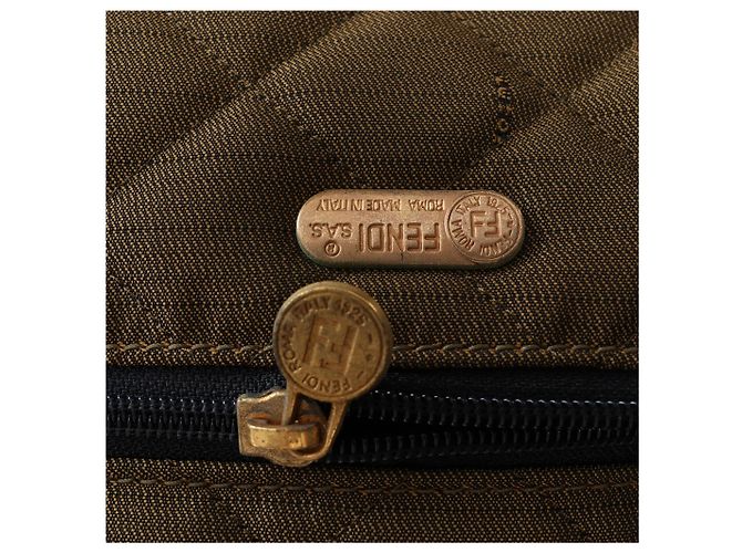 Borsa da viaggio Fendi Zucca Canvas & Leather in marrone - vista 14