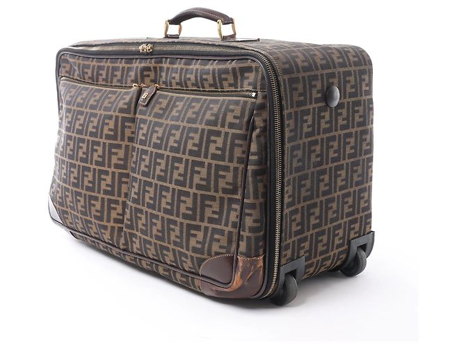 Borsa da viaggio Fendi Zucca Canvas & Leather in marrone - vista 2