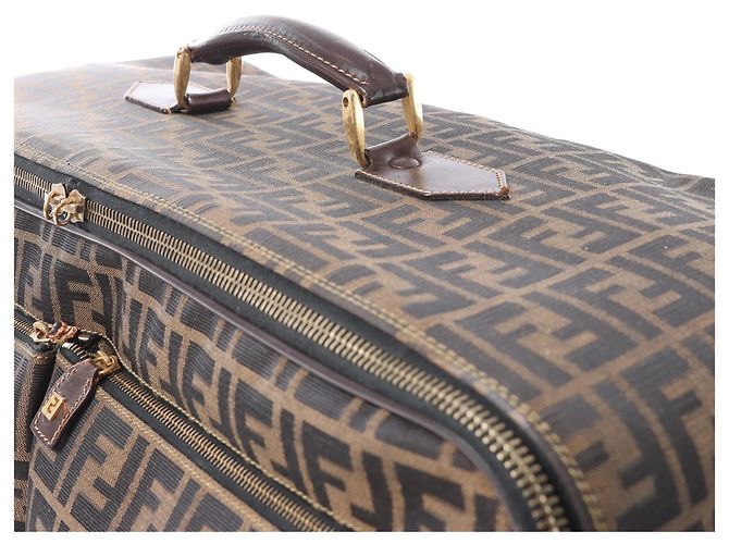 Borsa da viaggio Fendi Zucca Canvas & Leather in marrone - vista 3