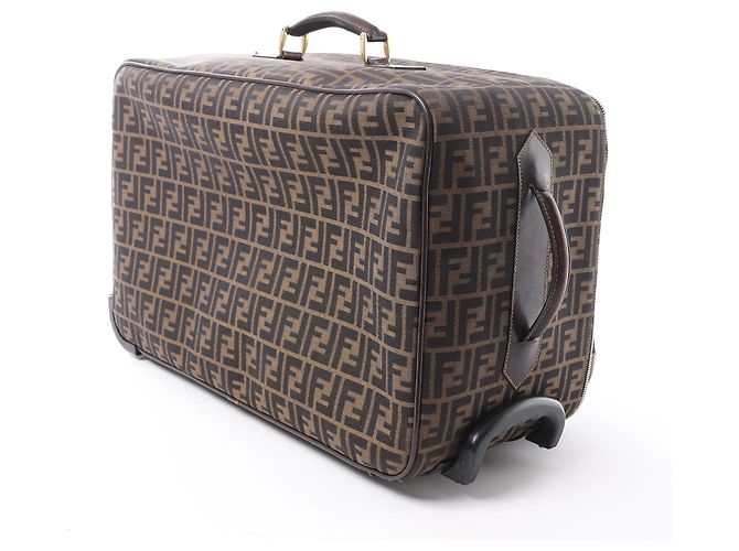 Borsa da viaggio Fendi Zucca Canvas & Leather in marrone - vista 4