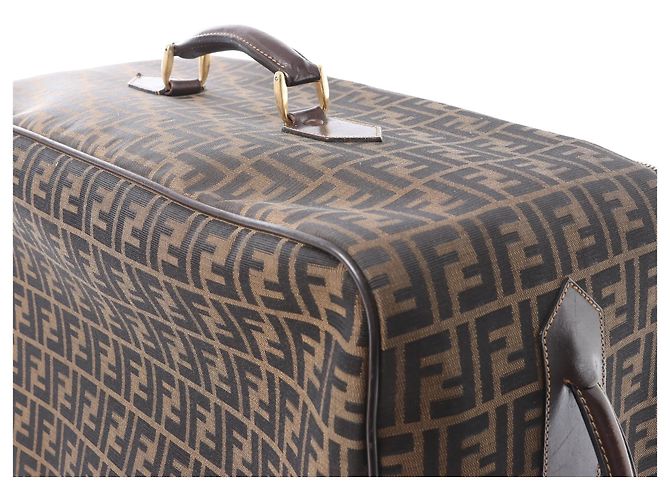 Borsa da viaggio Fendi Zucca Canvas & Leather in marrone - vista 5