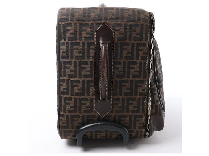 Borsa da viaggio Fendi Zucca Canvas & Leather in marrone - vista 6