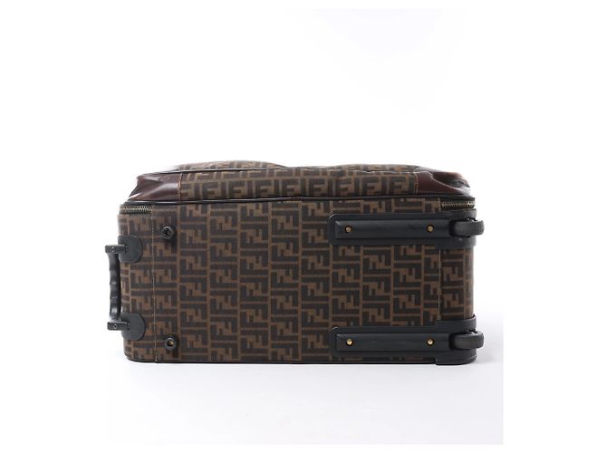 Borsa da viaggio Fendi Zucca Canvas & Leather in marrone - vista 7