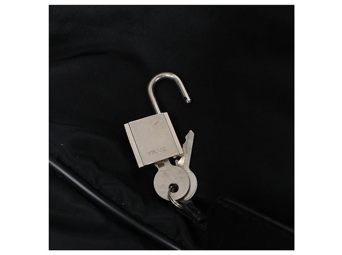 Mala de Viagem 2Way Prada em Nylon Tessuto e Couro, Preta Preto - vista 13