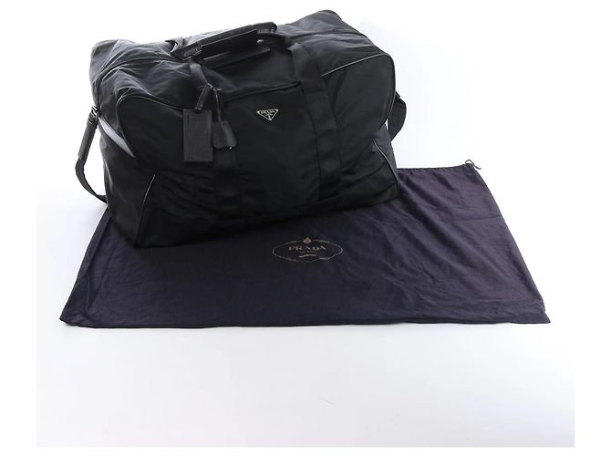 Mala de Viagem 2Way Prada em Nylon Tessuto e Couro, Preta Preto - vista 15