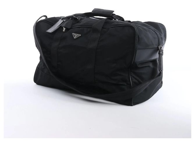 Mala de Viagem 2Way Prada em Nylon Tessuto e Couro, Preta Preto - vista 2