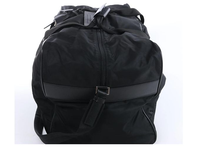 Mala de Viagem 2Way Prada em Nylon Tessuto e Couro, Preta Preto - vista 5