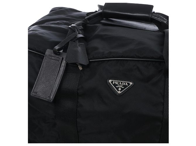 Mala de Viagem 2Way Prada em Nylon Tessuto e Couro, Preta Preto - vista 6