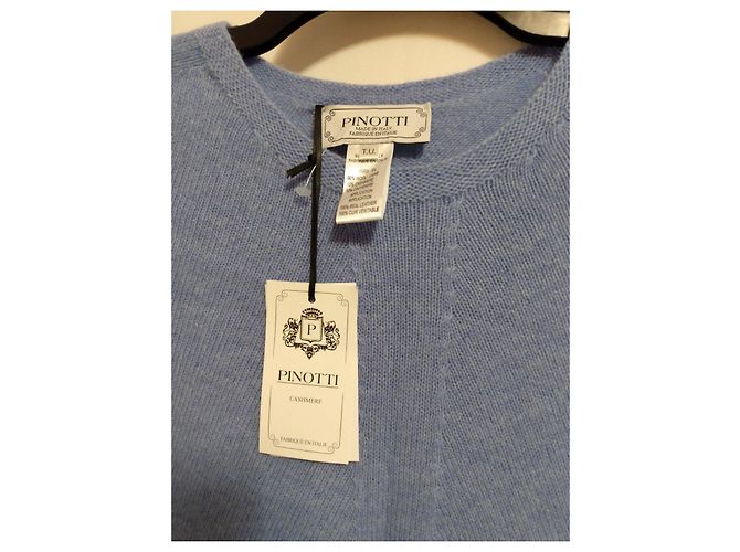 Autre Marque Blauer Kaschmir-Poncho mit Fransen - Ansicht 10